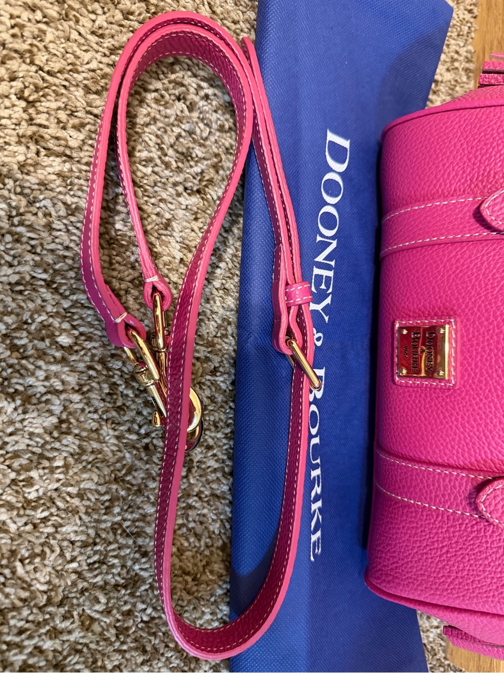 Dooney & Bourke Lucca Pink Pebbled Leather Satchel - Picture 5 of 10